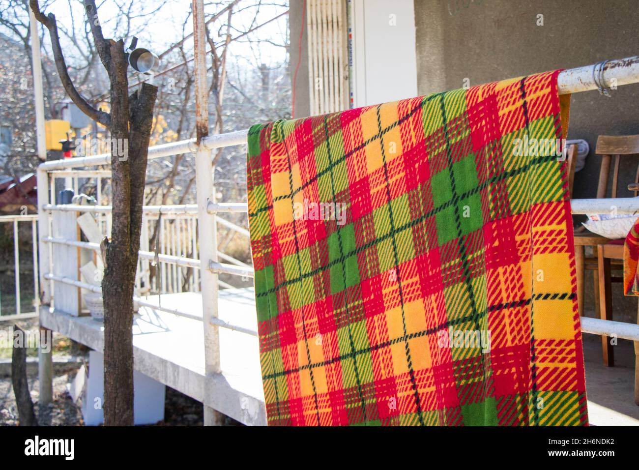 House colorful blanket texture and background Stock Photo