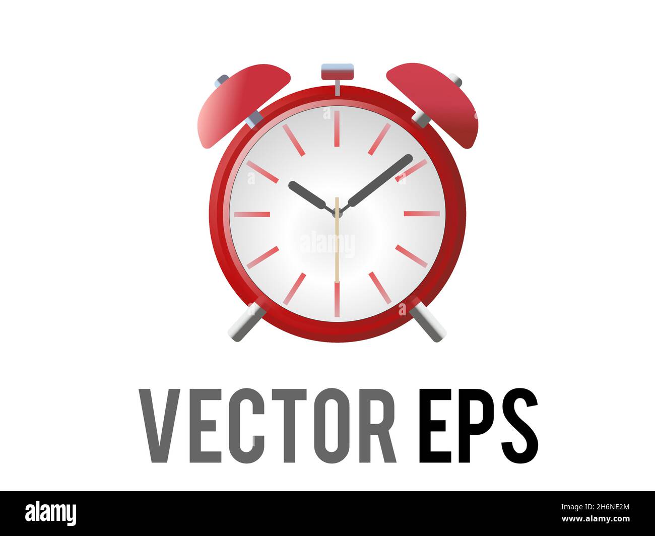 The vector isolated gradient red bedside alarm time clock icon with its two bells Stock Vector