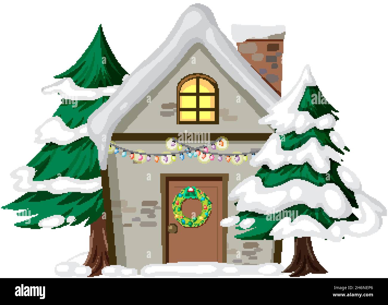 House covered with snow on white background illustration Stock Vector ...