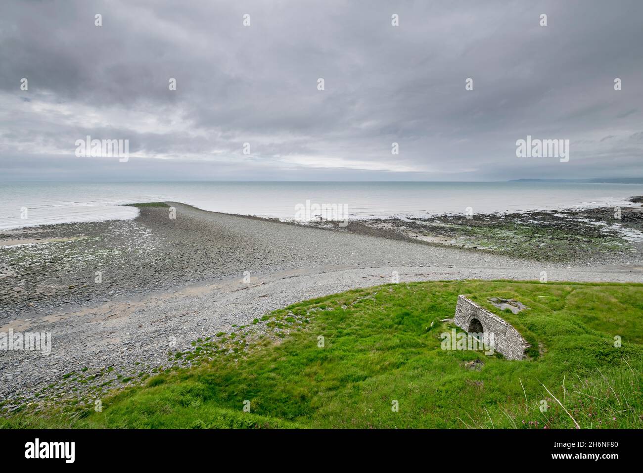 Sarn Gynfelyn shingle spit at Wallog on the coast of Cardigan bay near Llangorwen Ceredigion mid Wales Stock Photo