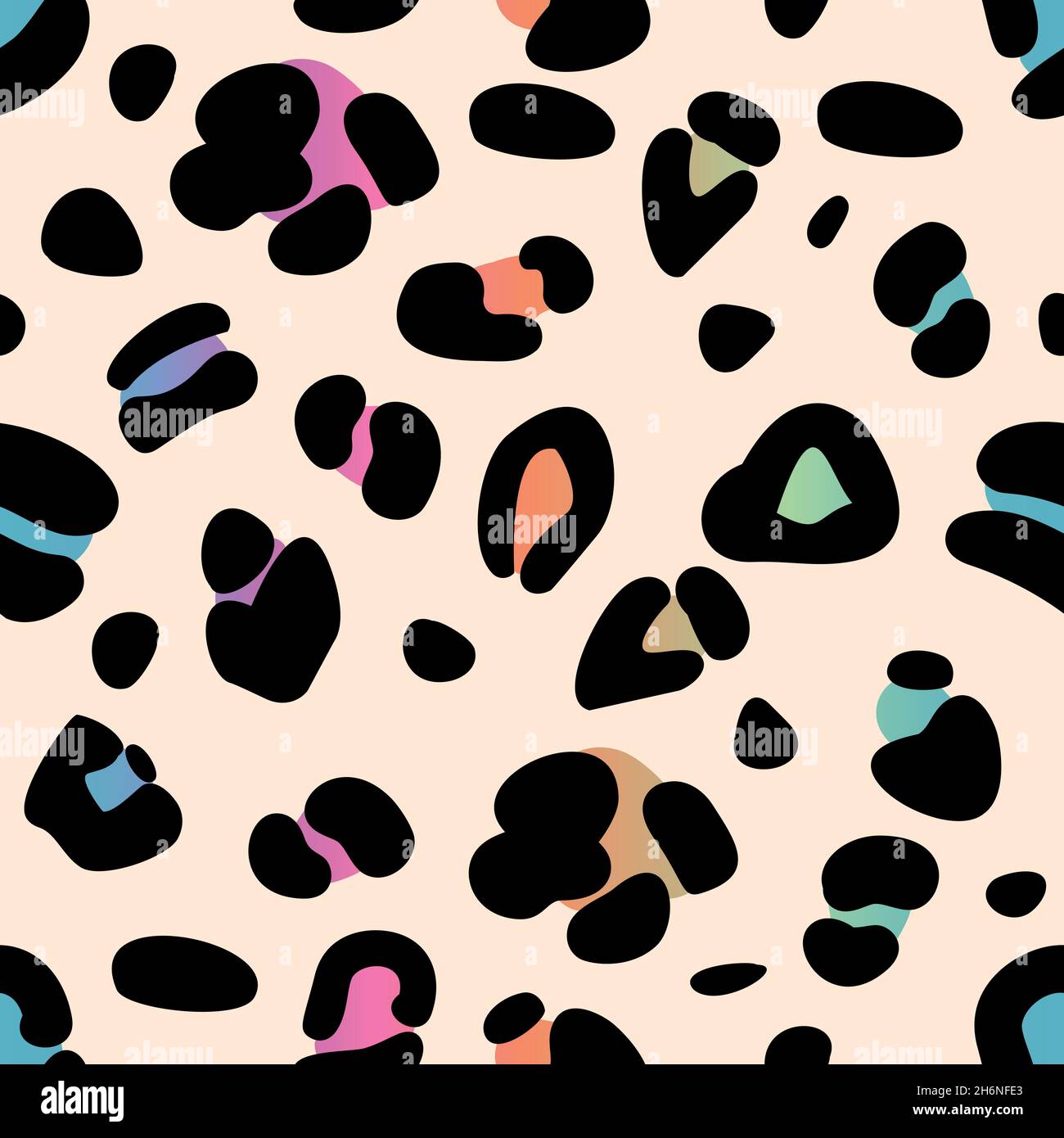 Rainbow leopard seamless pattern. Template for fabric and textile. Stock Vector