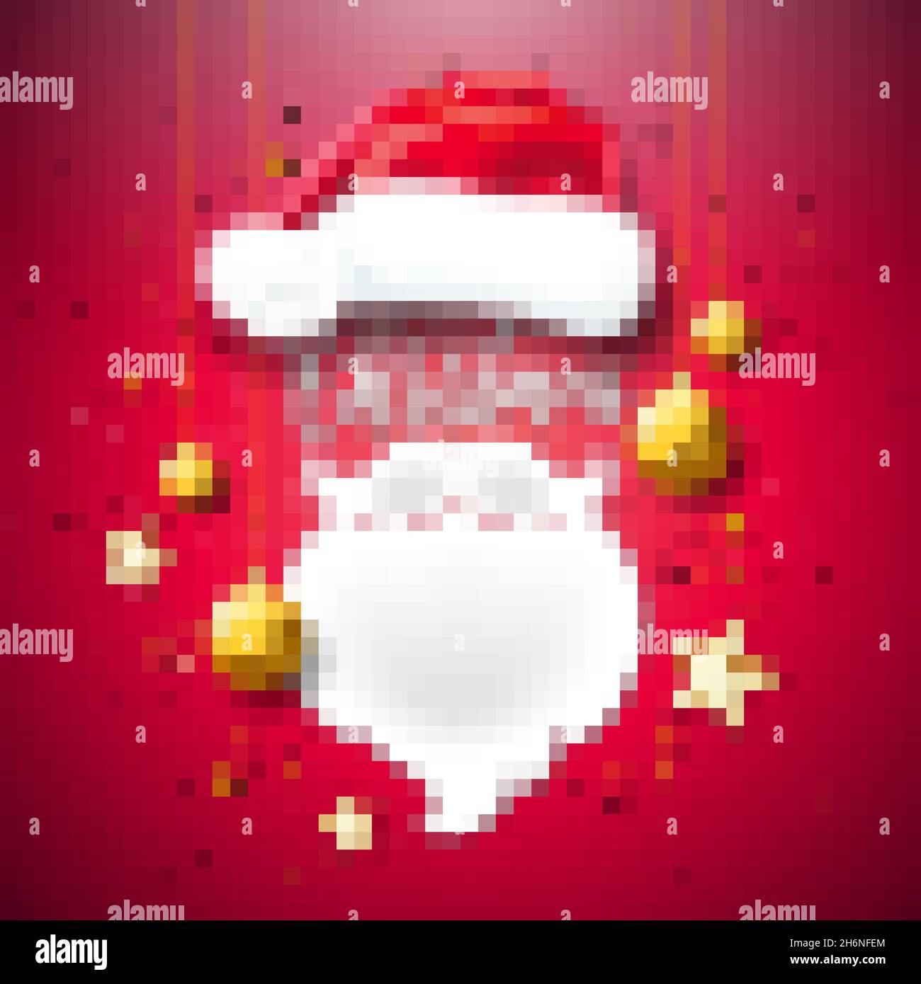 Merry Christmas and Happy New Year Illustration with Santa Hat, Beard, Gold Glass Ball, Star and Typography Elements on Red Background. Vector Holiday Stock Vector