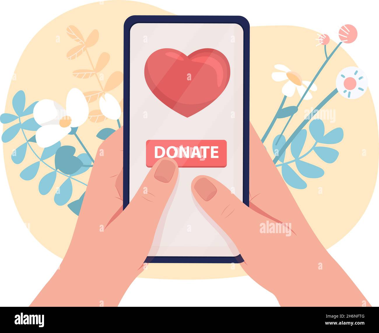 Online charity 2D vector isolated illustration Stock Vector