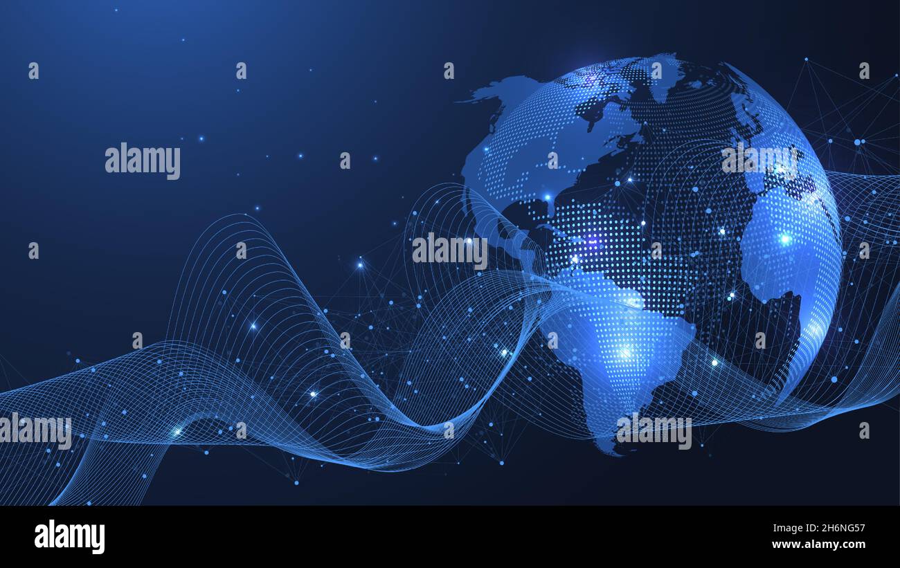 Global network connection concept. Big data visualization. Social ...