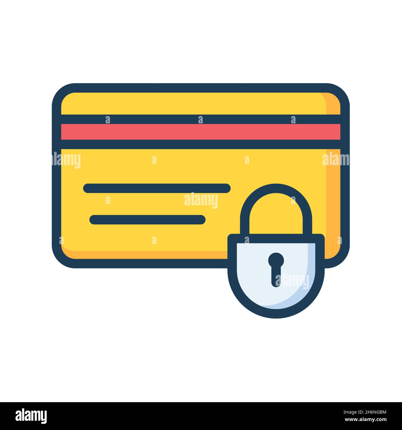 secure payment lock credit card single isolated icon with filled line