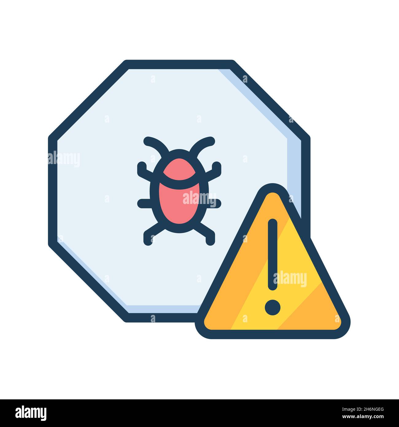 warning sign bug alert danger single isolated icon with filled line