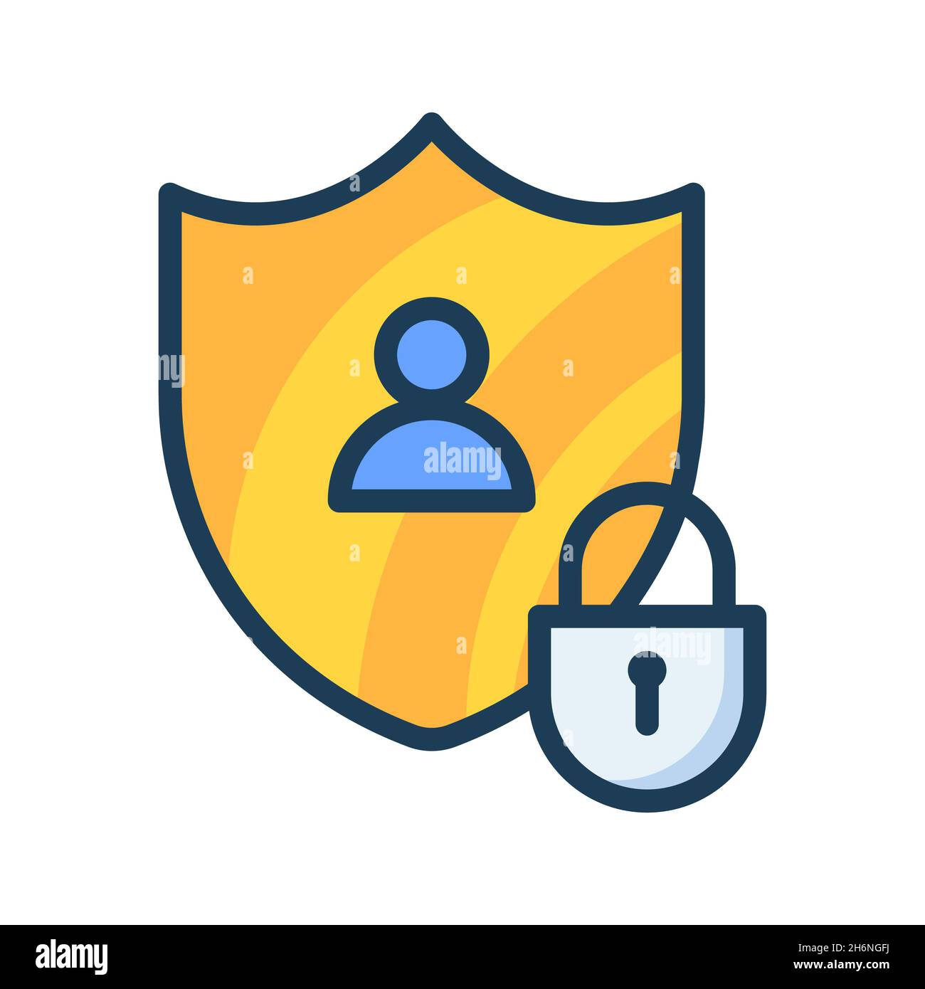 privacy lock security shield single isolated icon with filled line