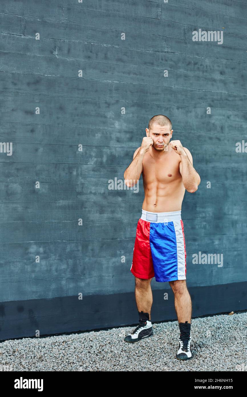 Boxer shorts trains outside Stock Photo