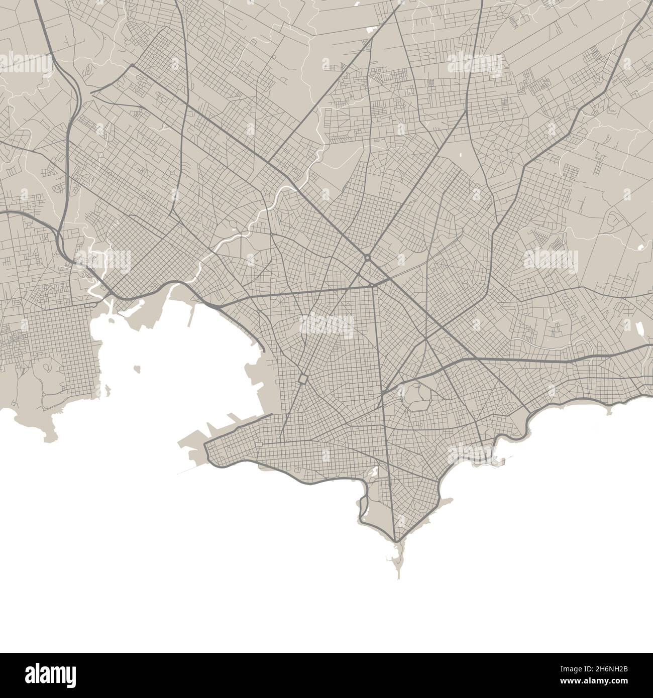 Vector map of Montevideo, Uruguay. Urban city in Uruguay. Street map poster illustration. Montevideo map art. Stock Vector