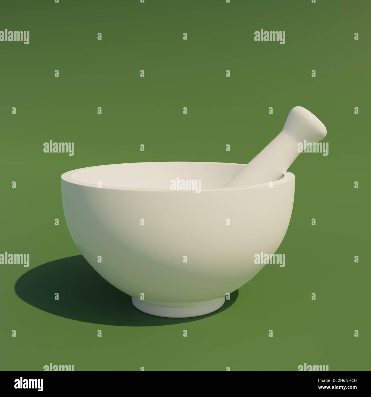 Mortar and pestle. Ayurvedic medicine concept. Spice grinding tool. 3D