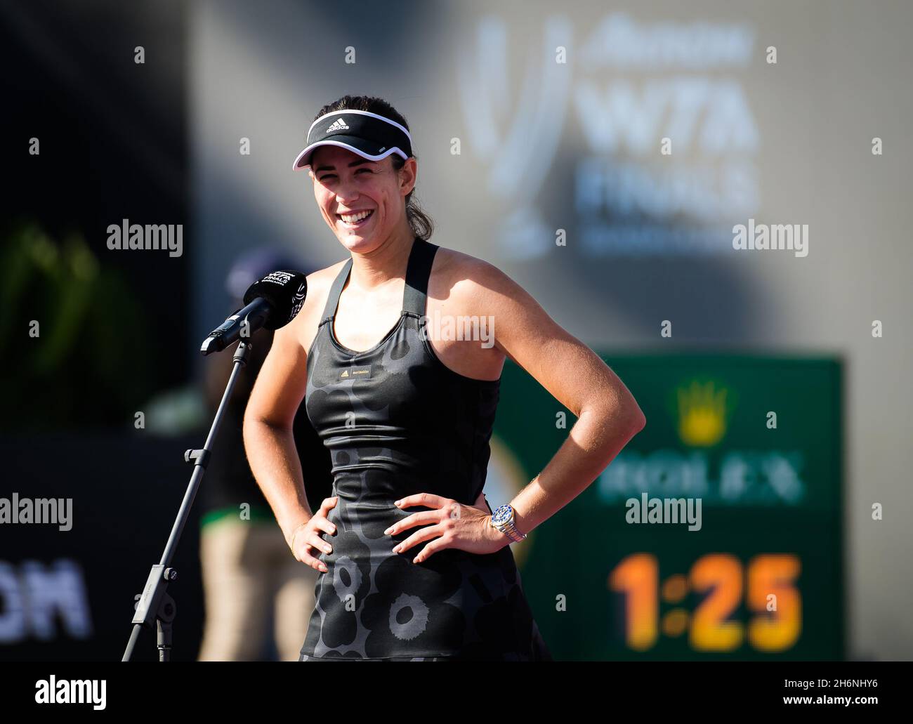 Garbine Muguruza Of Spain Celebrates The Victory Against Paula Badosa ...