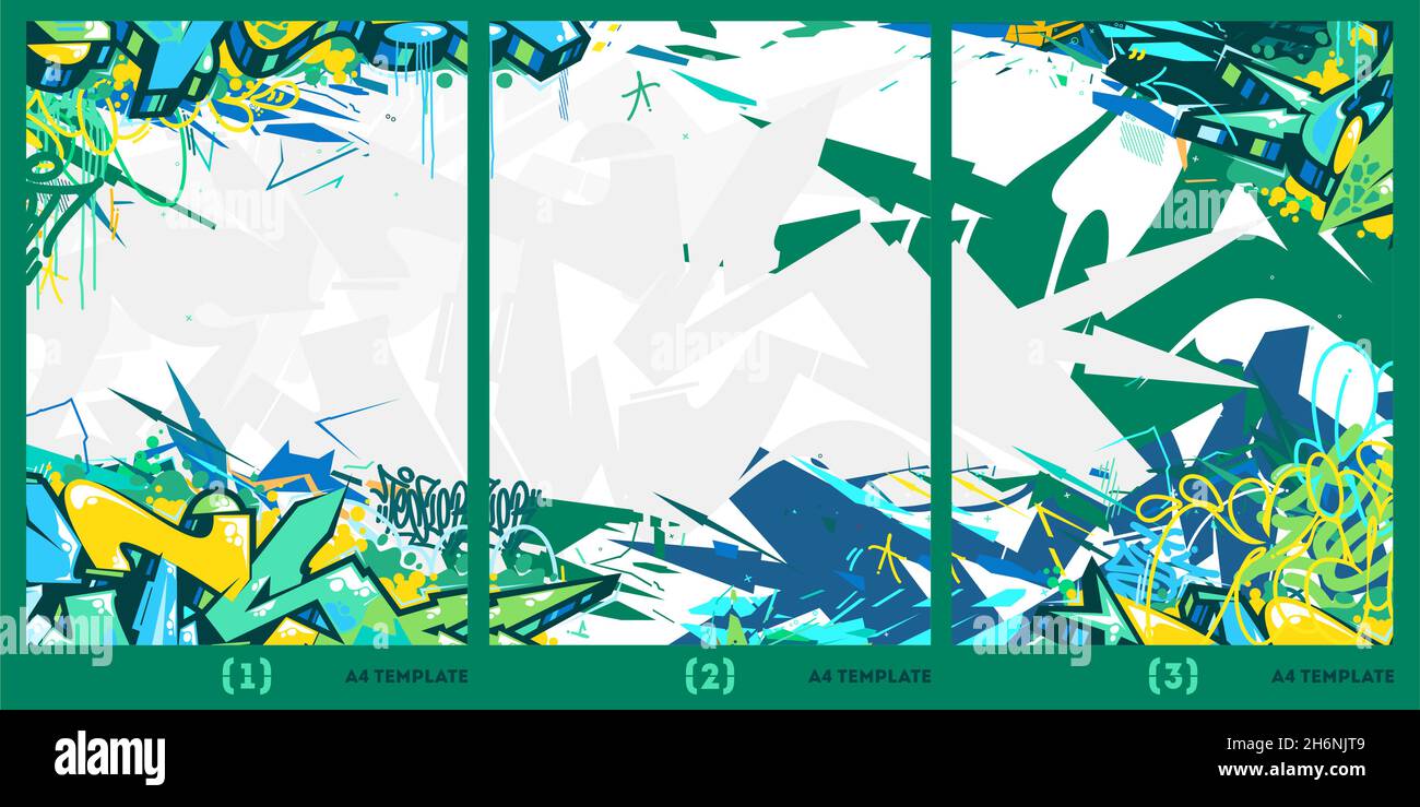 Abstract Flat Urban Street Art Graffiti Style A4 Poster Vector ...