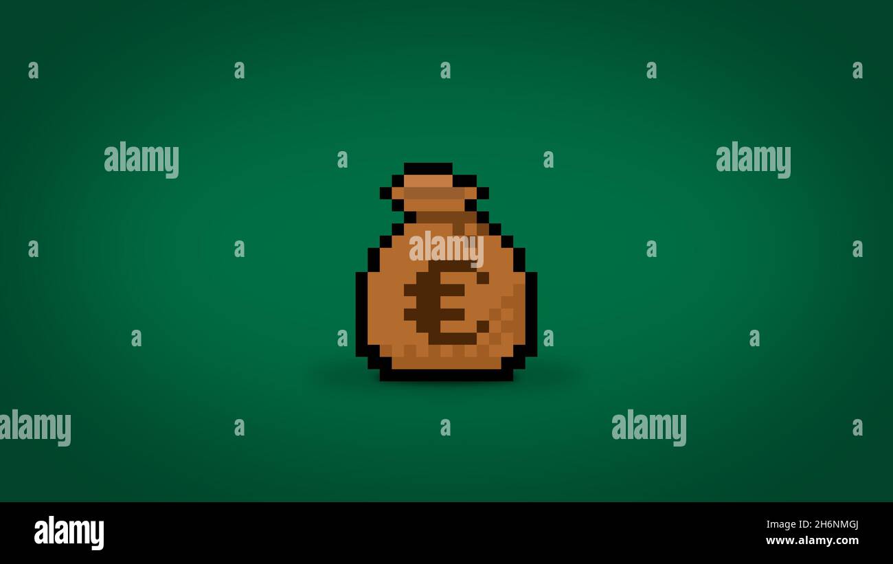 Pixel 8 bit gaming bag of money with euros high res 4k wallpaper