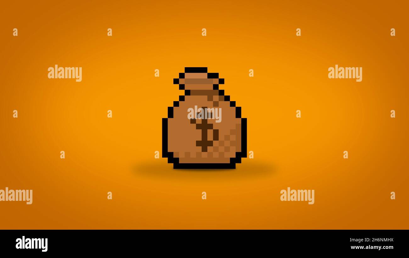 Pixel 8 bit gaming bag of money with dollars wallpaper high res 4k