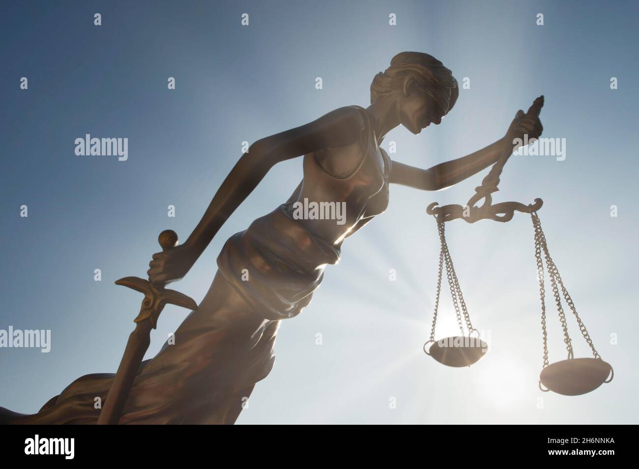 Figure of Justice with scales, Baden-Wuerttemberg, Germany Stock Photo