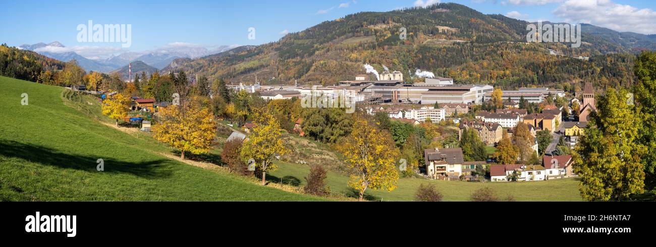Voestalpine steelworks in the Donawitz district, known for the first application of the Linz-Donawitz process for steel production, Leoben, Styria Stock Photo