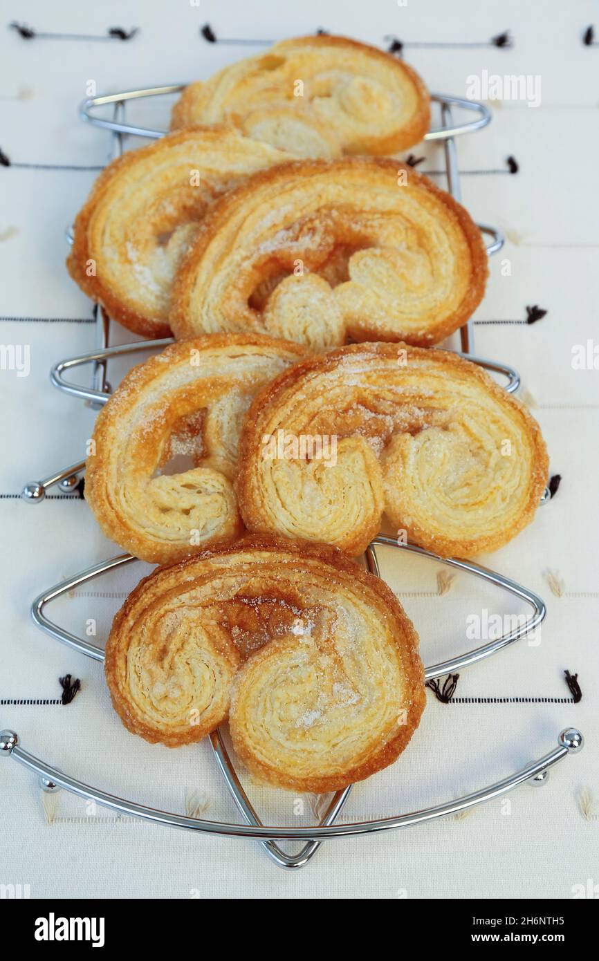 Swabian baking, sweet pig ears, sweet puff pastry, Germany Stock Photo