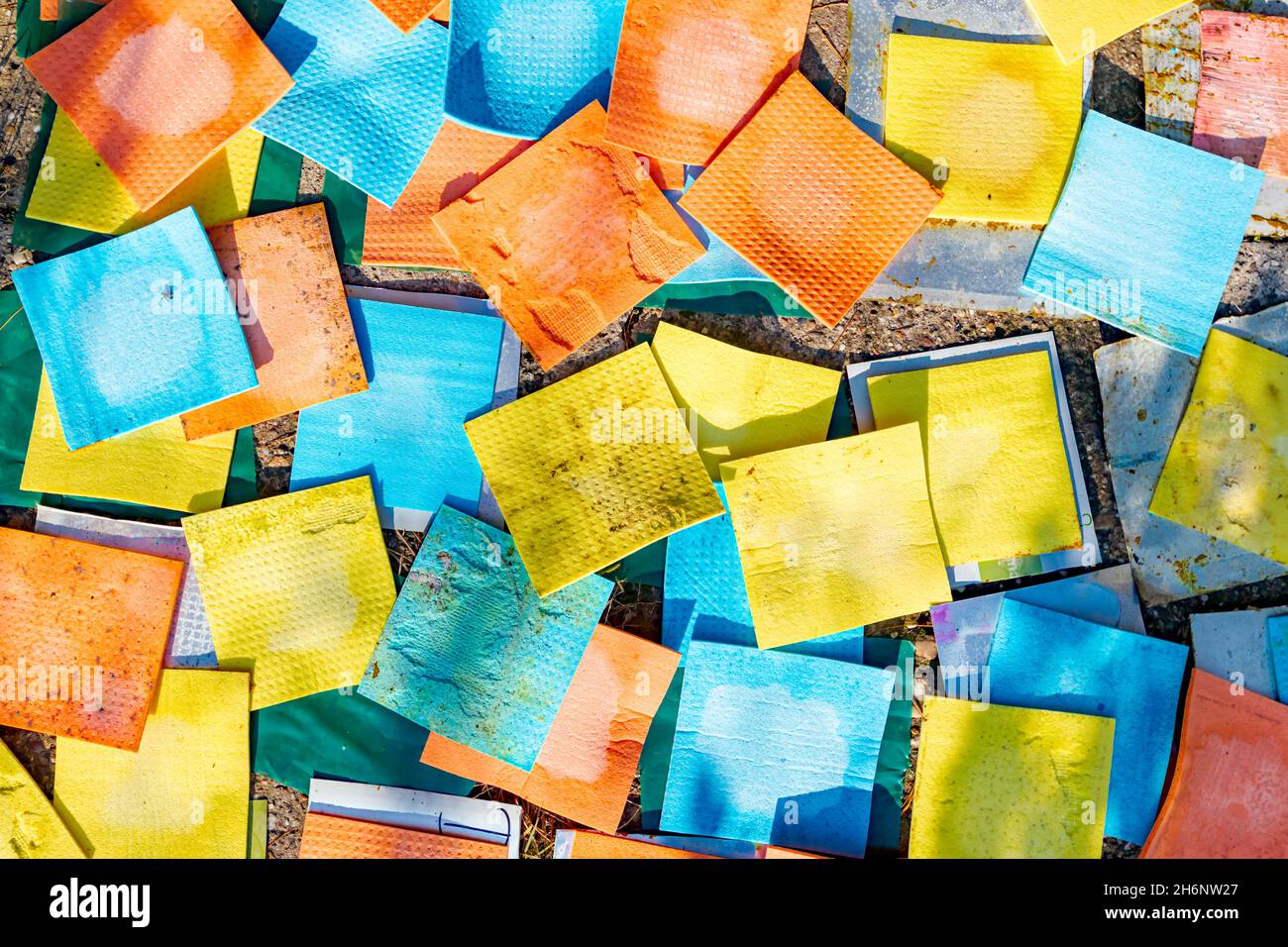 Colorful clean sponge cloths background, microfiber household ...