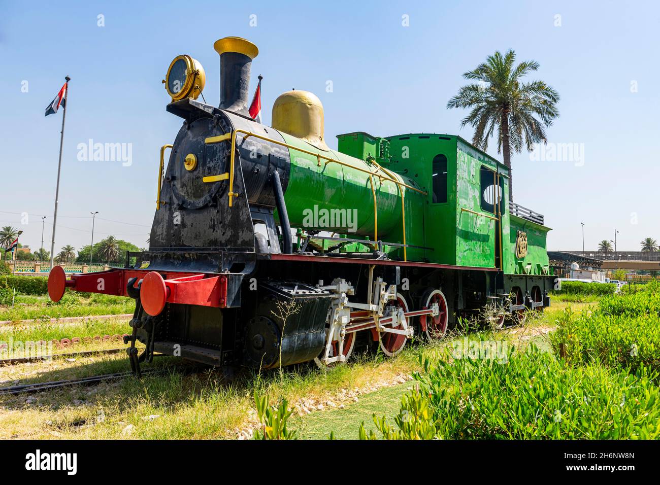 Old steam train, Baghdad Central railway Station, Baghdad, Iraq Stock Photo