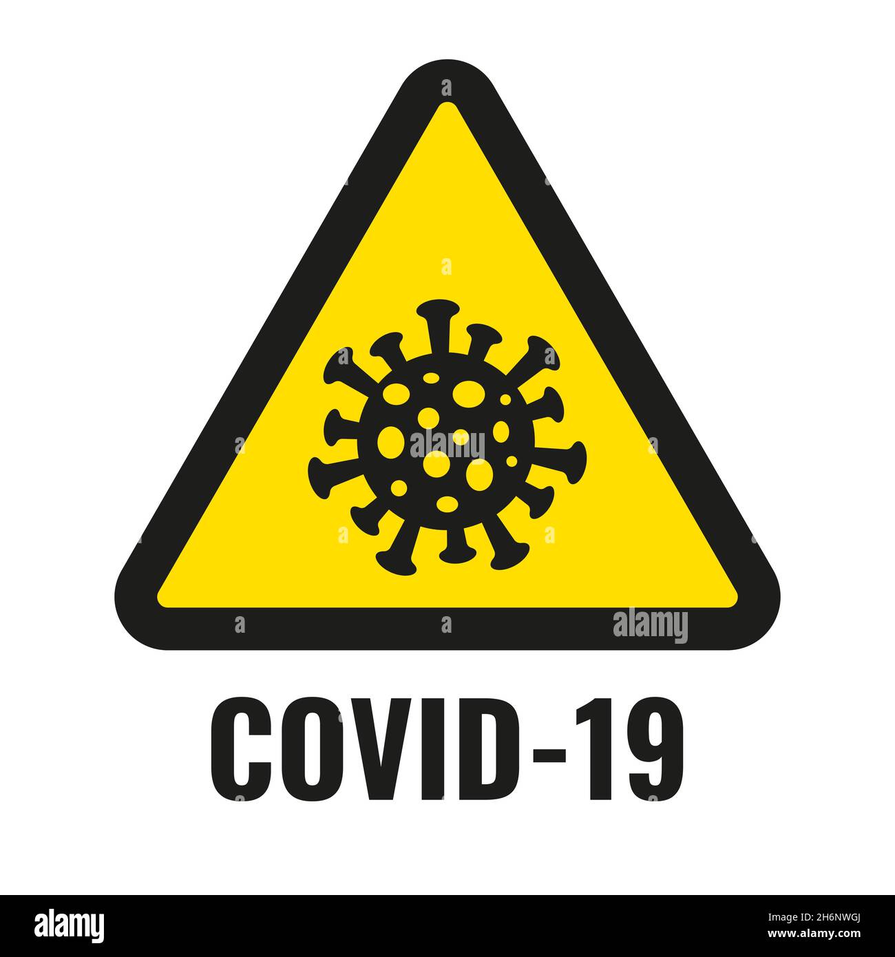 Covid-19 yellow warning triangle sign. Coronavirus vector icon Stock ...