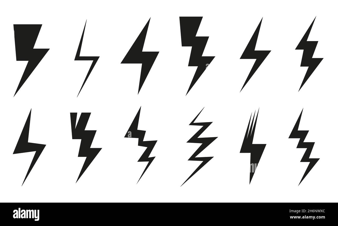 Lightning icon flat design set art collection vector Stock Vector Image ...