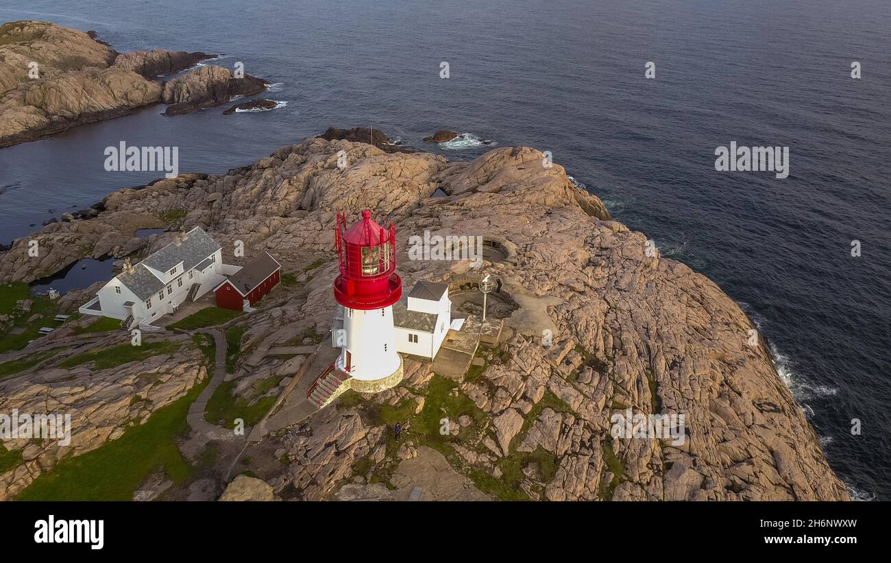 Lighthouse, Cape Lindesnes, Vest-Agder, Norway Stock Photo