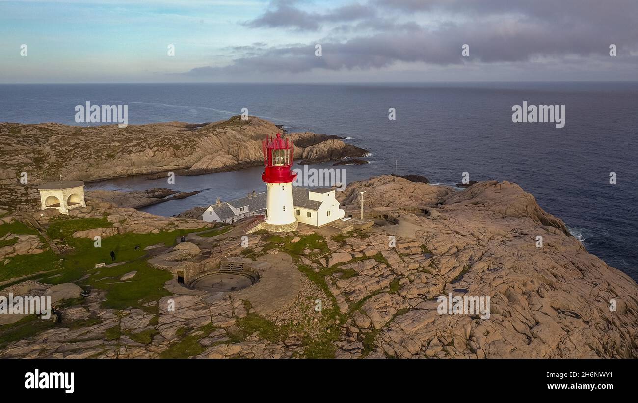 Lighthouse, Cape Lindesnes, Vest-Agder, Norway Stock Photo