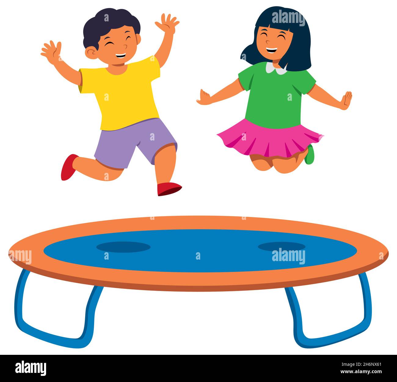 Jumping on Trampoline Stock Vector