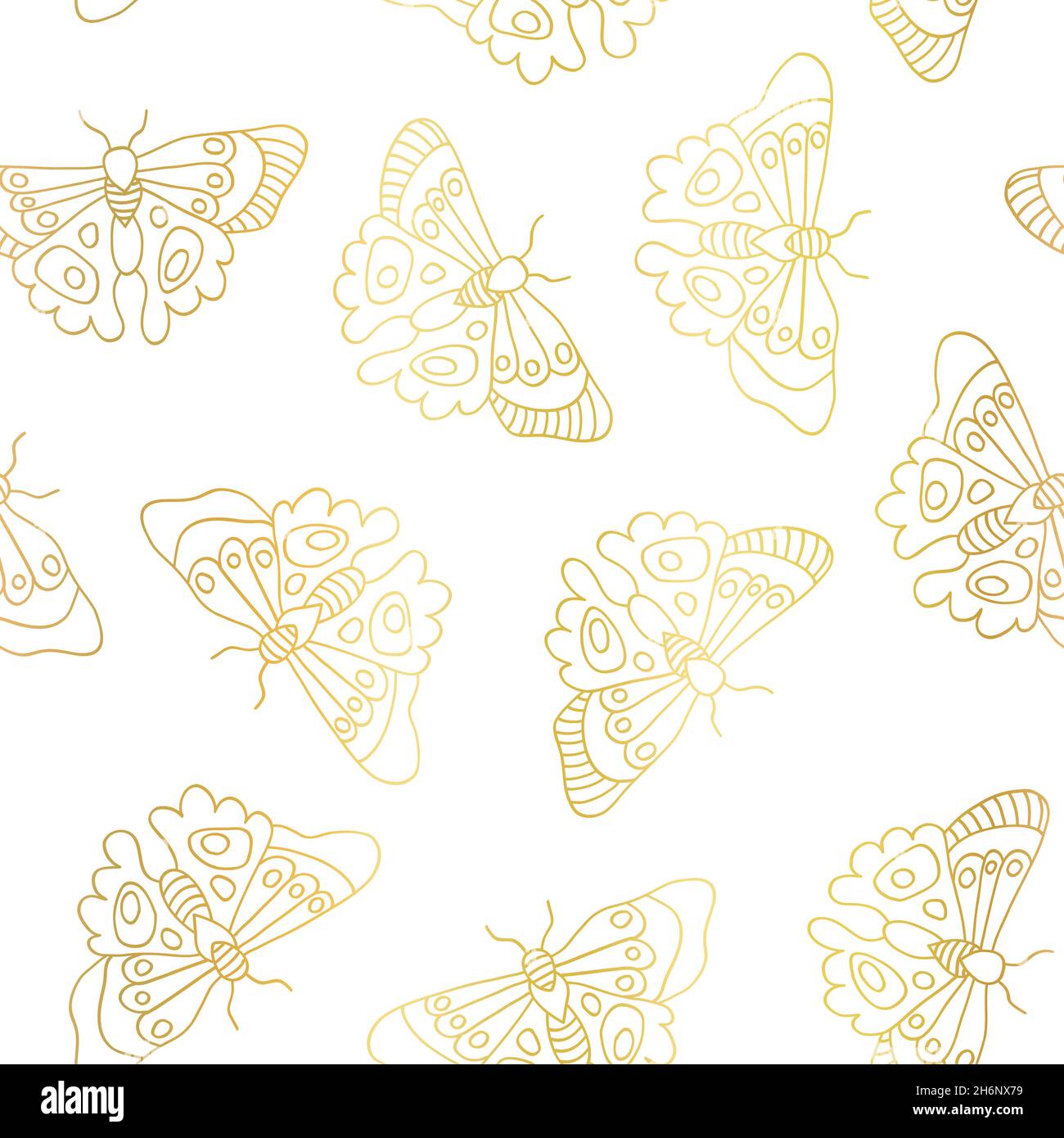 Butterflies seamless vector pattern gold metallic foil effect. Butterfly  golden background line art butterflies on white. Elegant hand drawn design  Stock Vector Image & Art - Alamy
