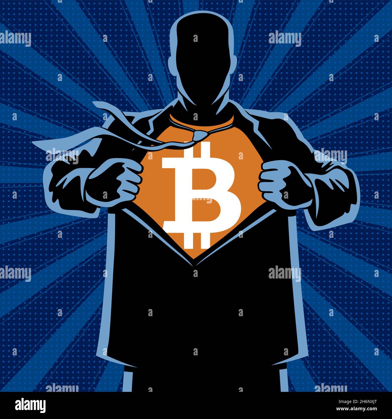 Bitcoin Superhero under Cover Stock Vector