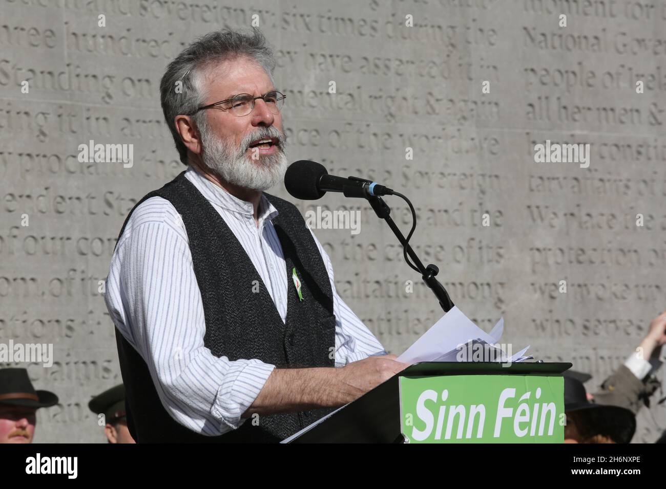 Gerry Adams speaking in Dublin today at a 1916 centenary event. Stock Photo