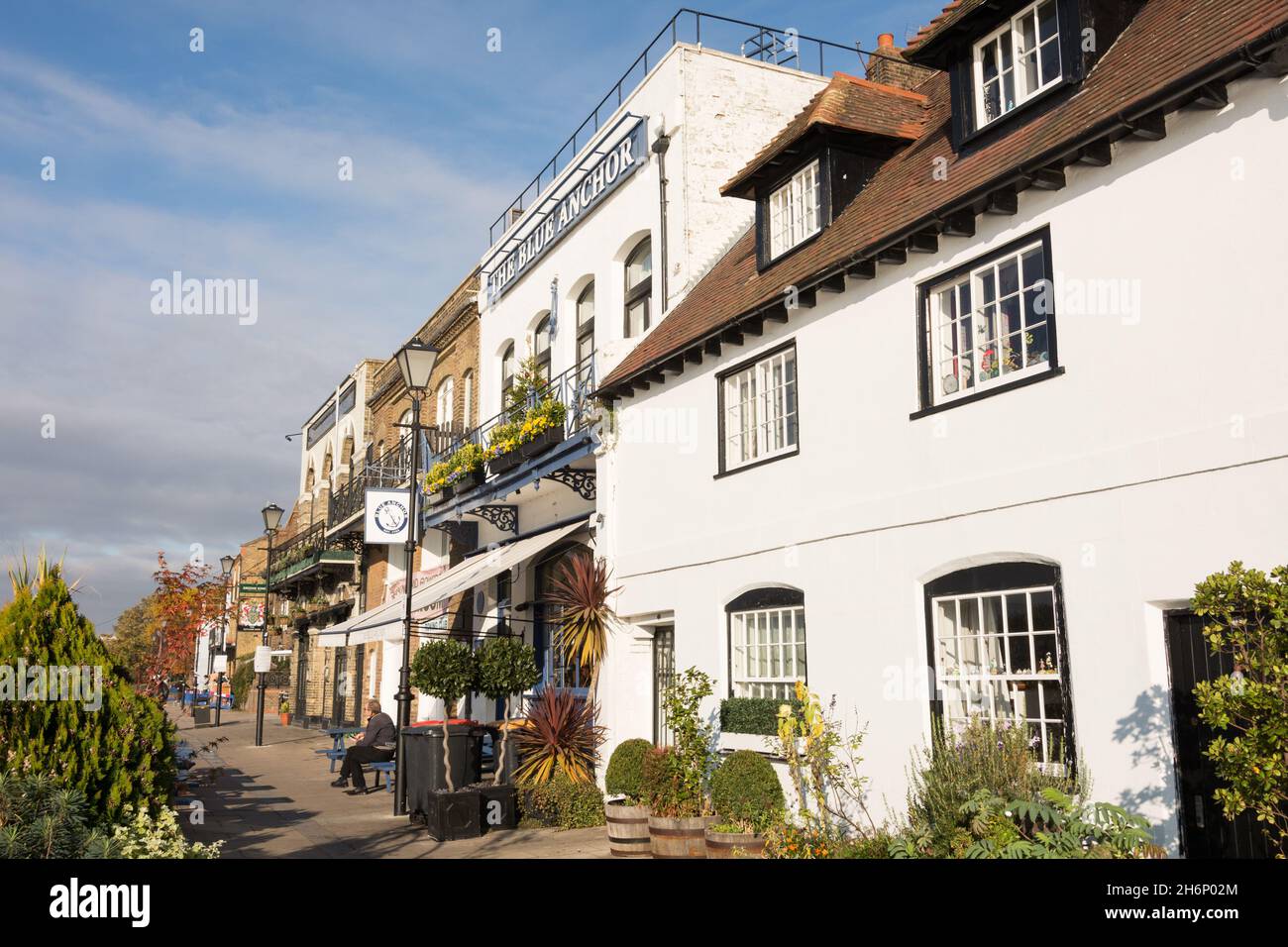 The exterior of the Blue Anchor pub on the Lower Mall, Hammersmith