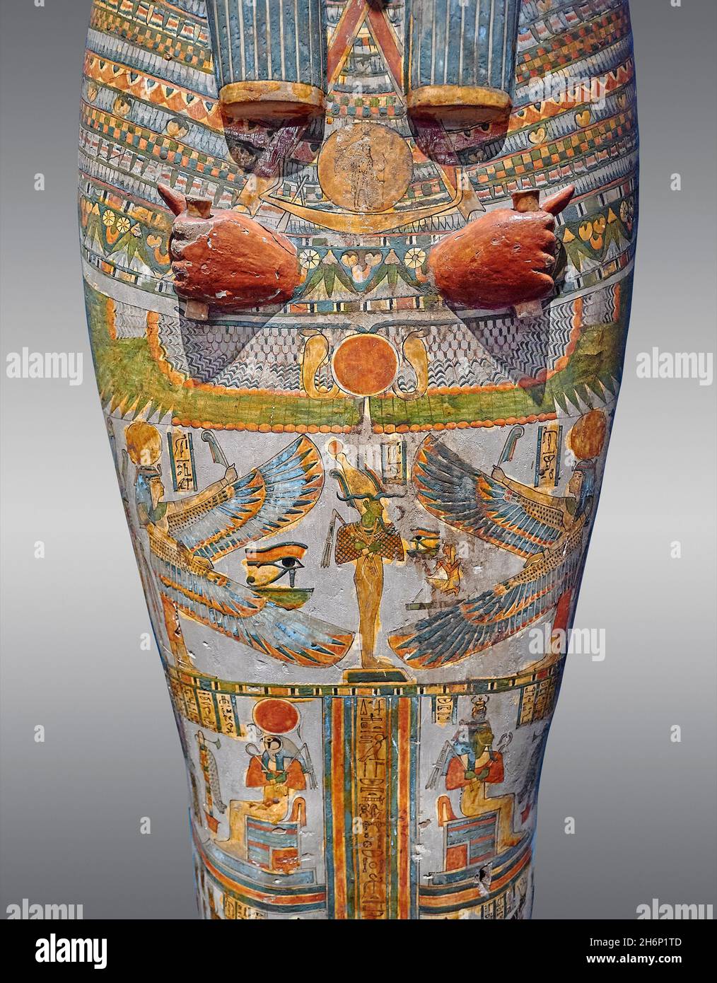 Ancient Egyptian coffin of Denytenamun, Circa 8th cent BC, 22nd Dynasty, Thebes. British Museum EA6660.   The coffin contains a mummy of a man of midd Stock Photo