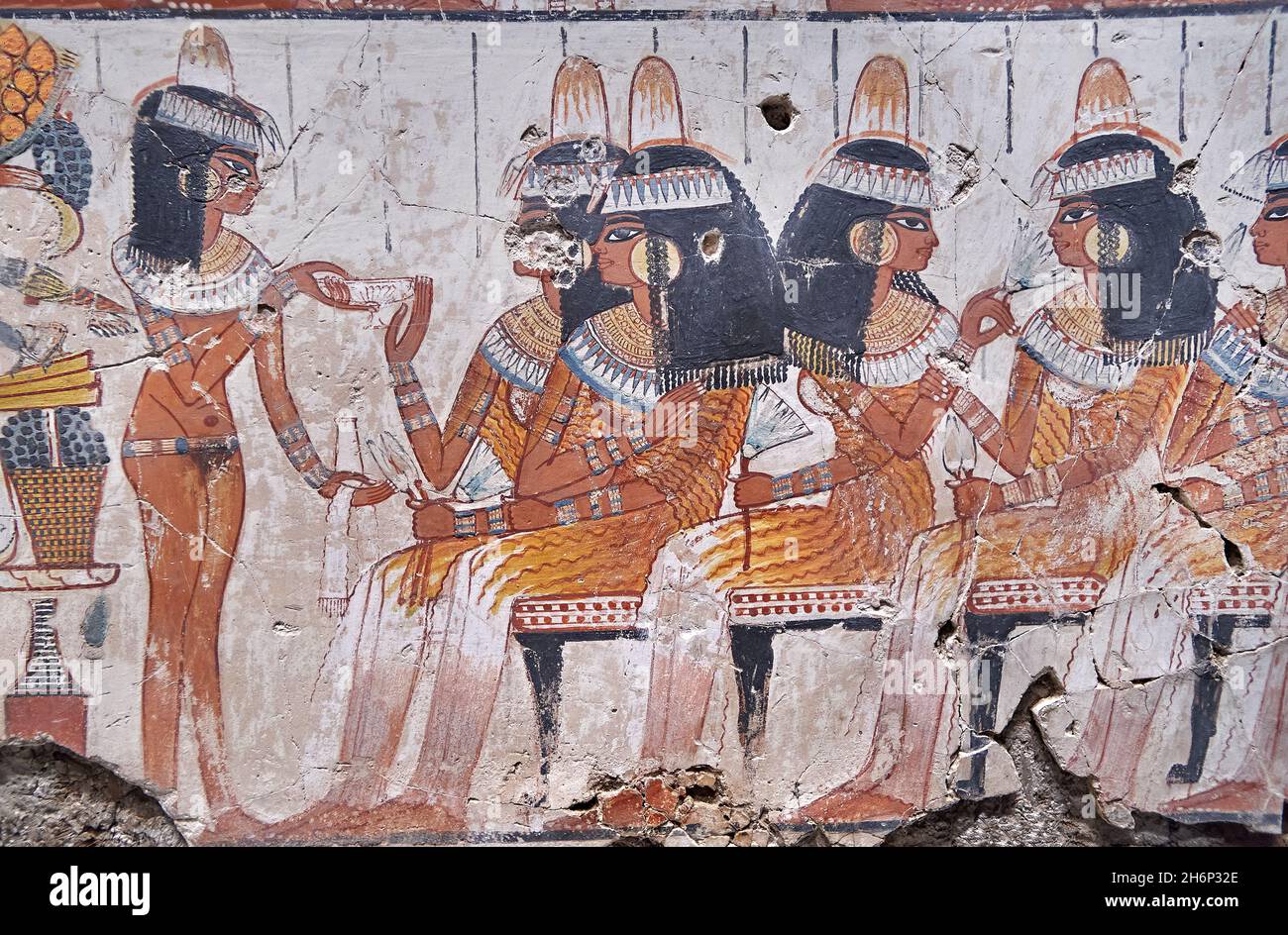 Ancient Egyptian wall art tomb painting: A feast for Nebamun, Tomb ...