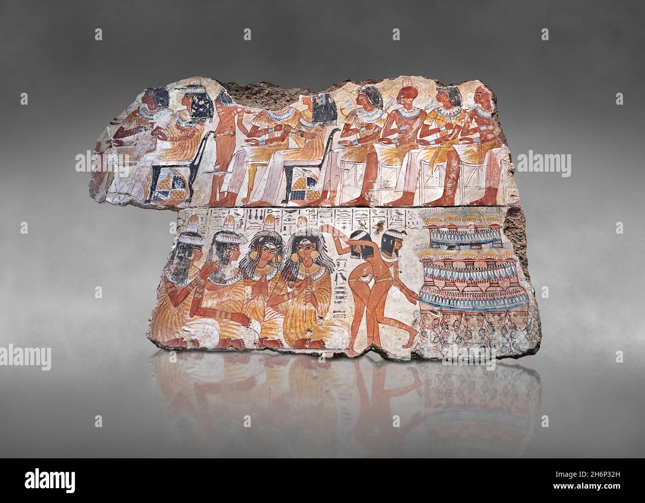 Ancient Egyptian wall art tomb painting: A feast for Nebamun, Tomb