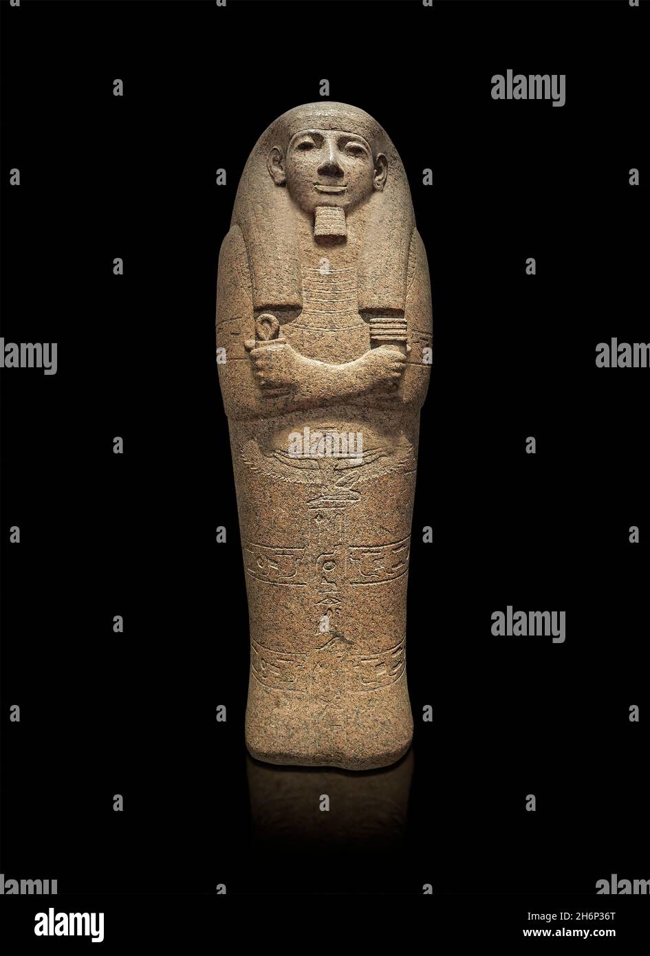 Ancient Egyptian red granite sarcophagus of Pahemnetjer, Circa 1250BC,  19th Dynasty, Saqqara Memphis. British Museum EA18.   Lower section of the red Stock Photo