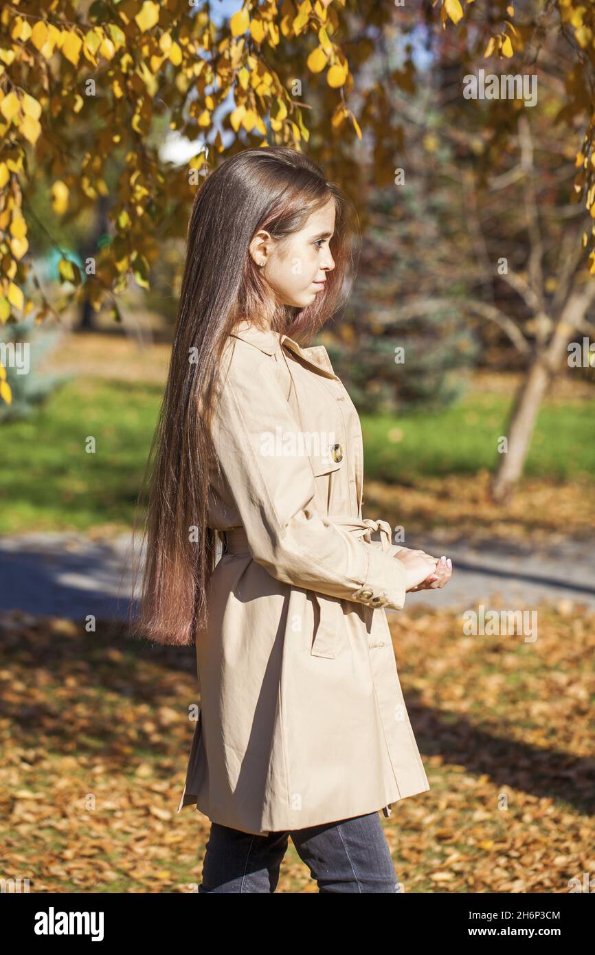 Portrait of a young girl in an autumn park Stock Photo - Alamy