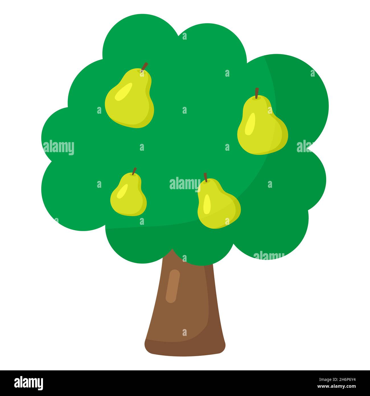 Tree with pears, vector illustration in cartoon flat style. Natural harvest icon, gardening and farming concept. Simple colorful symbol organic Stock Vector