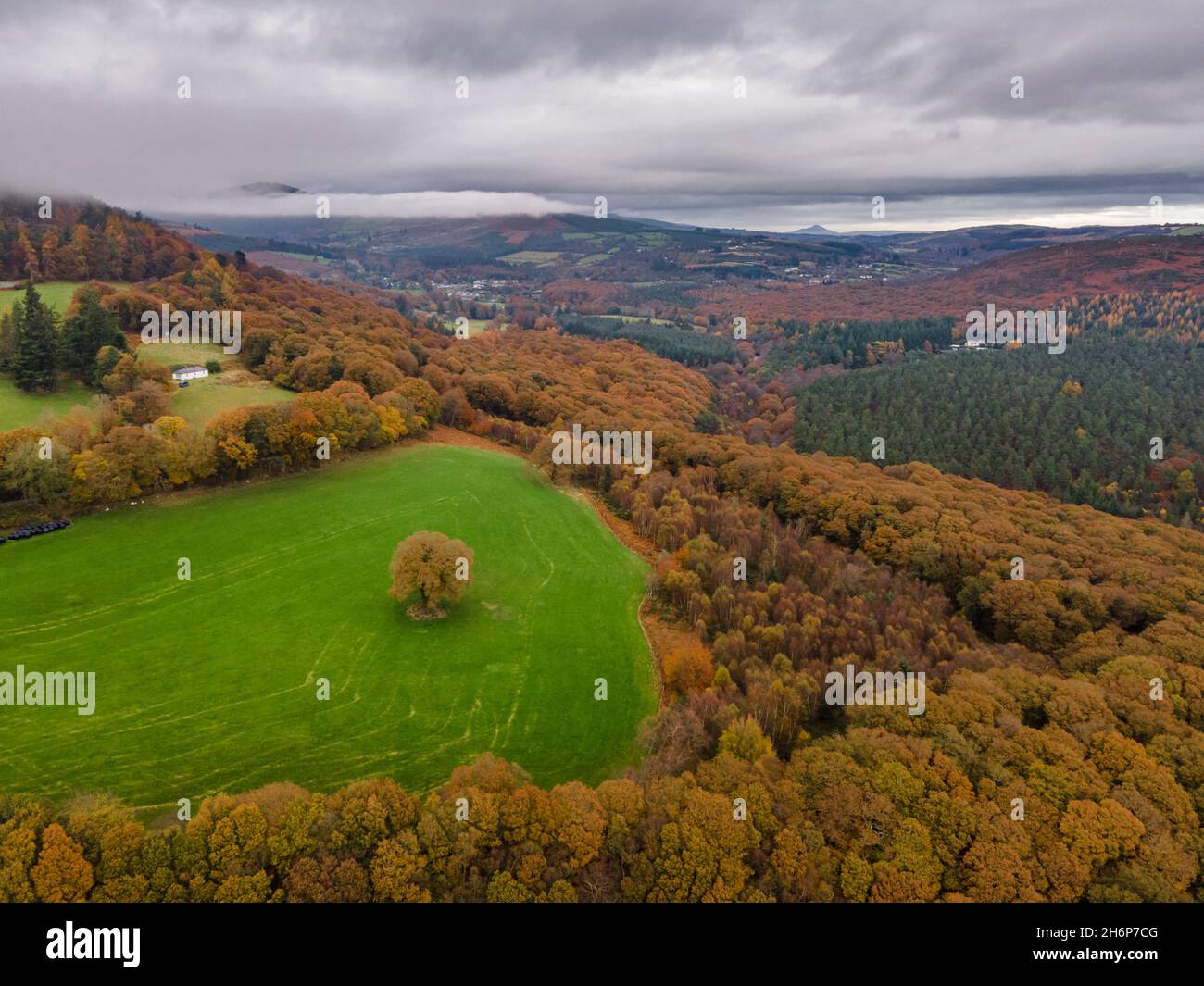 Drone Wicklow Mountains view - Ireland Stock Photo