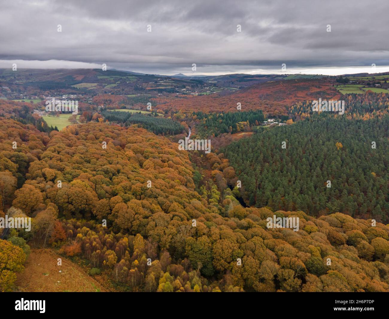 Drone Wicklow Mountains view - Ireland Stock Photo