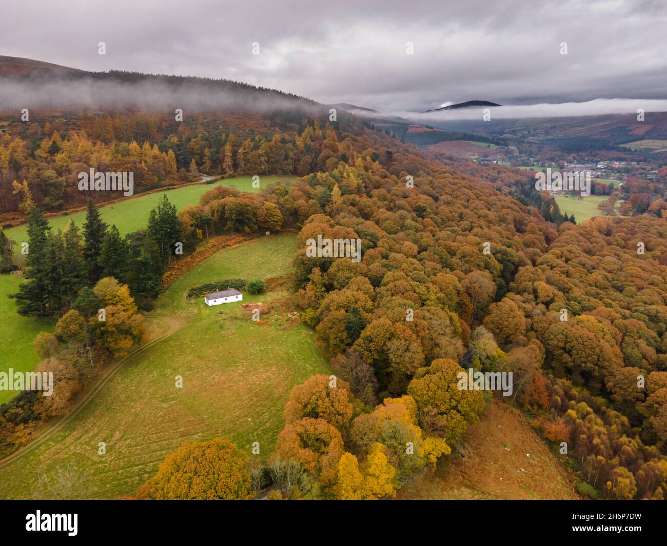 Drone Wicklow Mountains view - Ireland Stock Photo