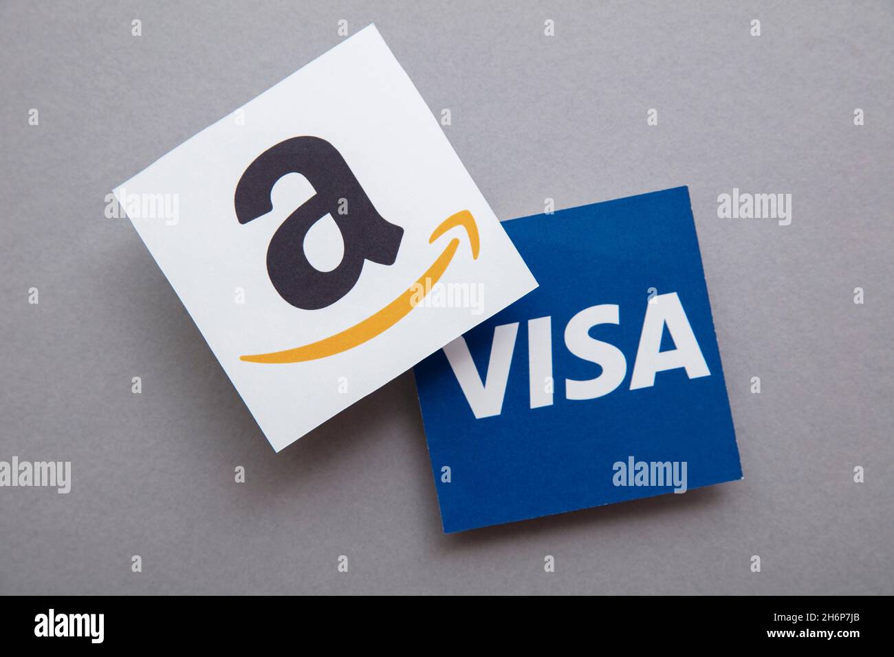 LONDON, UK - November 2021: Amazon and Visa logos. Amazon plans to stop  accepting Uk issued Visa payments Stock Photo - Alamy