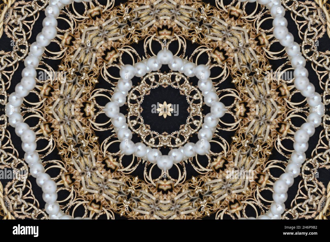 Abstract Golden Forms mandala Pattern, coming from a fractal design. Esoteric seamless background. Stock Photo