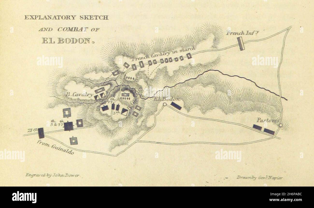 A map of the 1811 Battle of El Bodón. Stock Photo