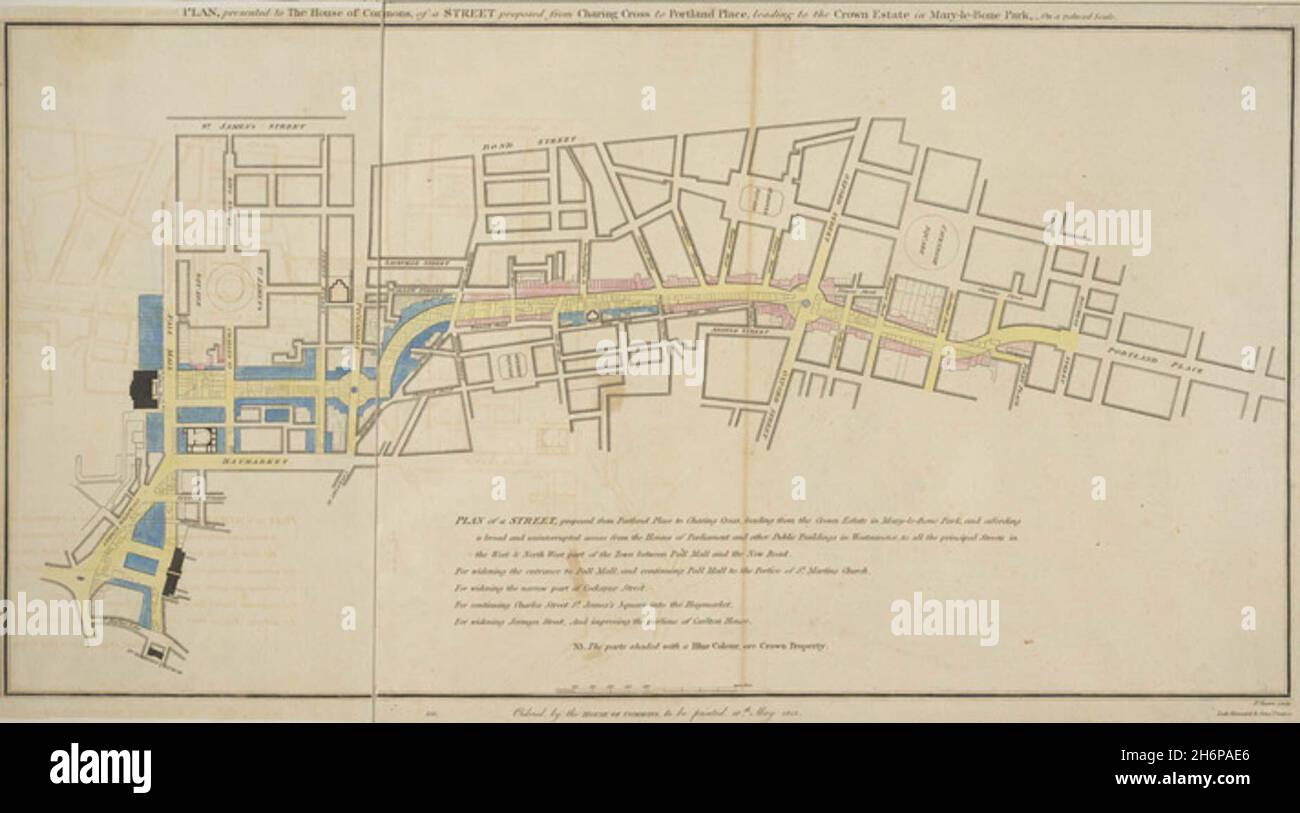 John Nash's plan for Regent Street, London Stock Photo