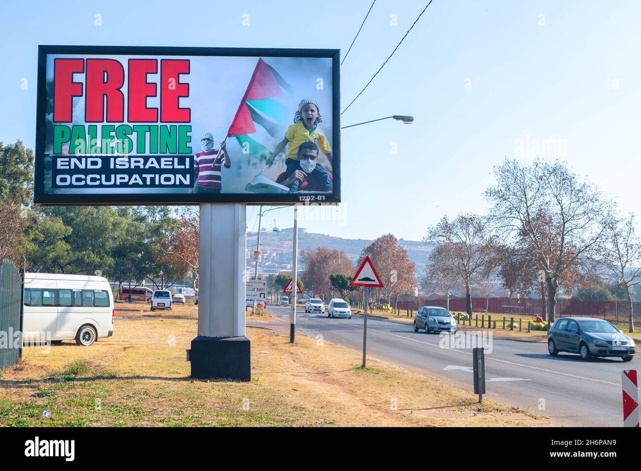 Johannesburg, South Africa - 22nd June, 2021: Billboard highlighting the movement to free Palestinian lands from perceived occupation. Stock Photo