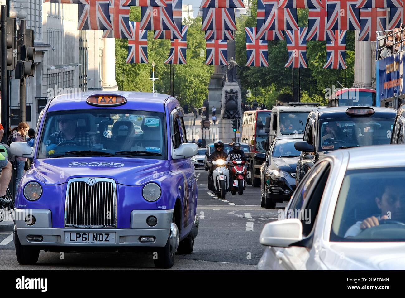 London, United Kingdom - May 21, 2018 : Traffic jam in downtown London Stock Photo
