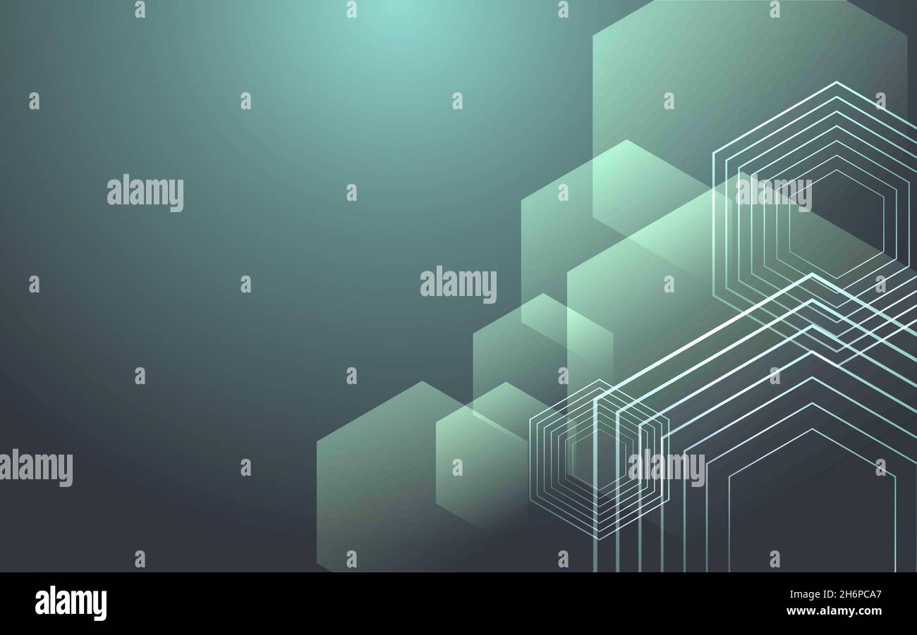 Abstract blue background with hexagons and wires Stock Vector