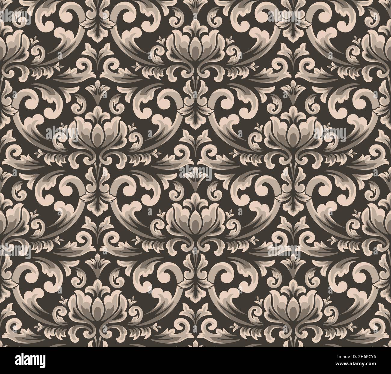 Damask seamless pattern element. Vector floral damask ornament vintage ...