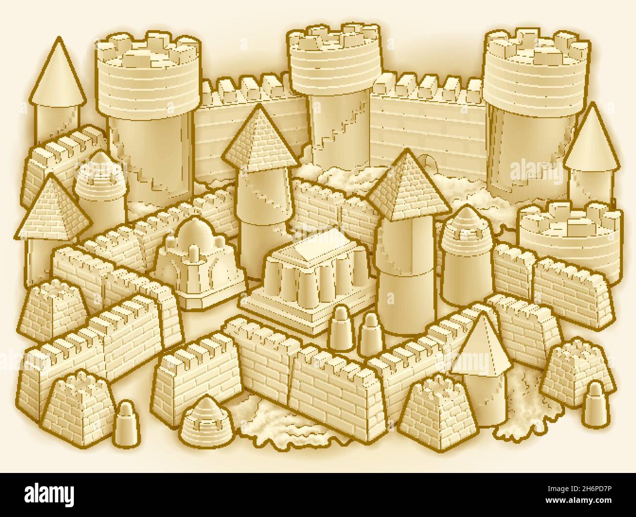 Sandy beach sand castle Stock Vector Images - Alamy